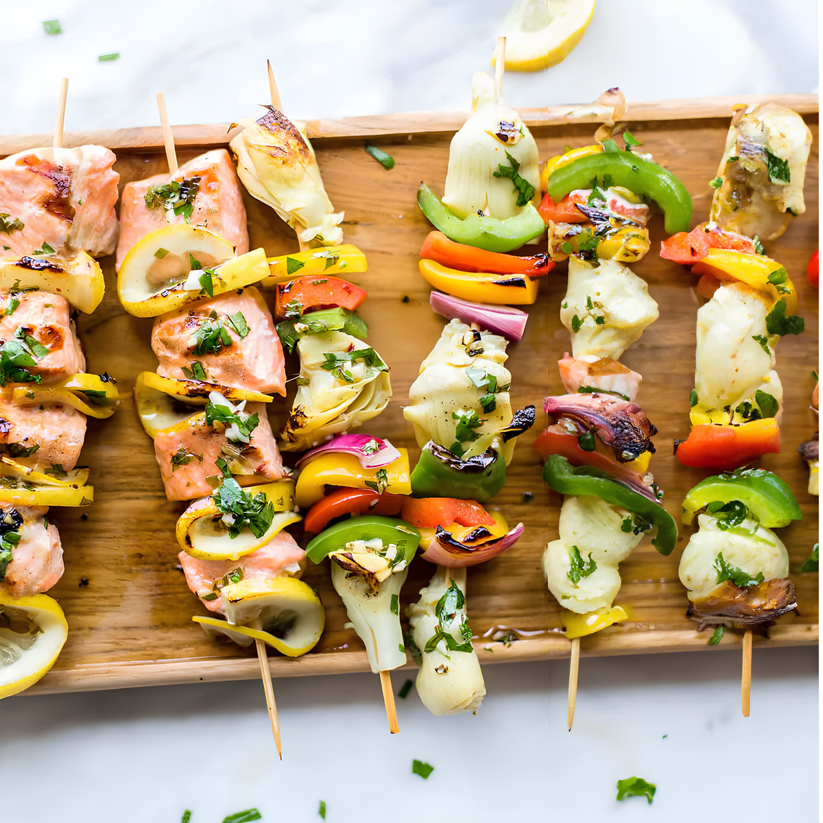 Mediterranean Grilled Salmon Skewers